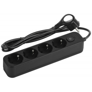 Сетевой фильтр SFE415-B с базовой защитой с заземлением с выключателем 4 розетки 1,5м 10А черный Б0059554