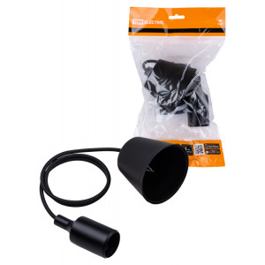 Патрон пластиковый Е27 с подвесом 1 м, черный SQ0335-0062