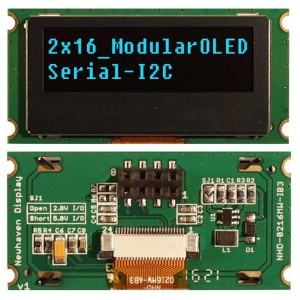 NHD-0216MW-IB3, Светодиодные дисплеи и принадлежности OLED 2 X 16 CHAR I2C MPU