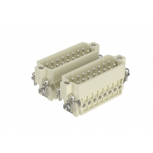 Вилочная контактная вставка HA-032-M, Вилочная контактная вставка, винтовая фиксация, 32 полюса + PE, типоразмер 32A, 250V, 16A, сечение обслуживаемых проводников 0,75-2,5 мм кв, тип покрытия контактов: серебро