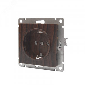 Розетка одноместная UNIVersal серия Афина с/з, с/у, 16А, 220В, венге (еврослот), механизм A0028-V