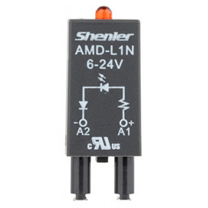 Модуль AMD-L1N 6-24V, Модуль для реле, 6 - 24VAC/DC, красный светодиод, цвет: черный, для колодок: SRU, SKF14, SKC, SKB, STB, SRC*-E, SRB, GZT, GZM, GZS, GZMB, ES32
