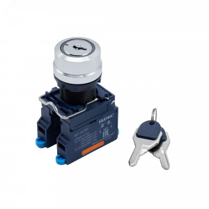 Головка переключателя с ключом на 3 положения с возвратом стандартная ручка, черный, алюминий M22S-KM3A