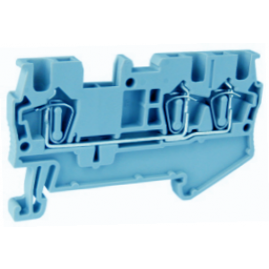 Проходная клемма UJ5-1.5/1X2(BU), Проходная клемма, 3 точки подключения, тип фиксации провода: пружинный, номинальное сечение: 1,5 мм кв., 17,5A, 500V, ширина: 4,2 мм, цвет: синий, тип монтажа: DIN35