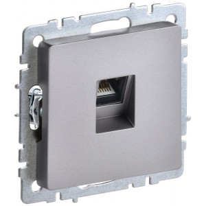 Розетка компьютерная СП RJ45 кат.5E BRITE РК10-БрС сталь IEK BR-K10-1-K46