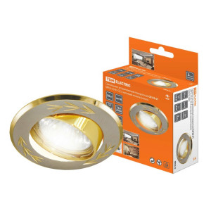 Светильник встраиваемый поворотный СВ 02-01 MR16 50Вт G5.3 матовый никель/золото SQ0359-0001