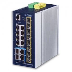 IGS-6325-8T8S4X, Коммутатор промышленный, Layer 3, IP30, 8 портов 10/100/1000Мб/с + 8 портов 100/1000 SFP + 4 порта 10G SFP+ (-40~75 C)