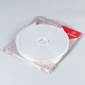 Лента герметичная AURORA-PS-A120-12x6mm 24V Day4000 (10 W/m, IP65, 2835, 5m) 036674, Гибкий неон AURORA в силиконовой оболочке. Светодиоды SMD2835, 120 шт-м, цвет ДНЕВНОЙ БЕЛЫЙ 4000К. Сечение 12х6 мм, горизонтальный (боковой) изгиб, IP65, шаг резки 8.33 мм, мощность 10 Вт-м, напряжение DC 24V. Укомплектован заглушками и 30см проводом
