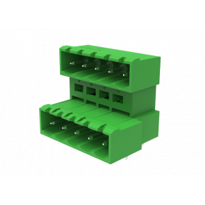 Вилочный разъем на плату MC-DPAB5.08H12-0001, Вилочный разъем, 2 этажа, горизонтальный, на плату, шаг: 5.08 мм, 12x2 полюсов, фиксация на плате пайкой, исполнение: стандартное, 160V, 8A, цвет: зеленый