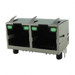 RJE392881400, Модульные соединители / соединители Ethernet RA Two Port With Shield, no LED