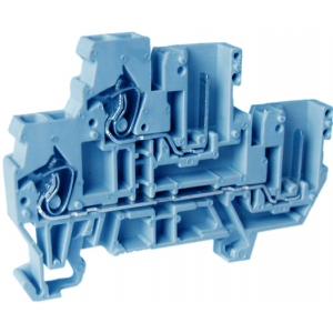 Этажная клемма UJ5-2.5WV/2-2(BU), Этажная клемма, 2 этажа, для подключения разъема, тип фиксации провода: пружинный, номинальное сечение: 2,5 мм кв., 24A, 500V, ширина: 5 мм, цвет: синий, тип монтажа: DIN35