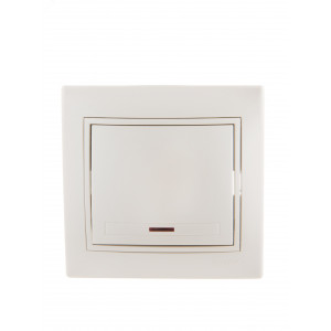 Выключатель 1-кл. СП Mira 10А IP20 с подсветкой со вставкой жемчуж./бел. перламутр. 701-3030-111
