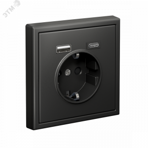 ARTGALLERY розетка 16А с 2 USB A+C, 5В/2,4А/3,0А, 2х5В/1,5А, механизм, базальт GAL001432