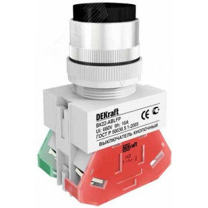 Кнопка ABLFP 22мм черная 220В ВK-22 25018DEK