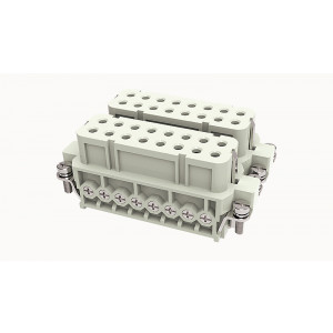 Розеточная контактная вставка DA-032-F, Розеточная контактная вставка, винтовая фиксация, 32 полюса + PE, типоразмер 32A, 250V, 16A, сечение обслуживаемых проводников 0,75-2,5 мм кв, тип покрытия контактов: серебро