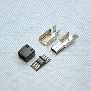 miniUSB 5BM вилка, Разъем mini USB тип B вилка 5pin под пайку