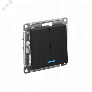 ATLASDESIGN 2-клавишный ВЫКЛЮЧАТЕЛЬ с подсветкой ,сх.5а, 10АХ, быстрозажимные клеммы, КАРБОН ATN001053S