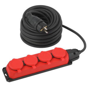Удлинитель силовой UK-4e-3x1,5-20m-IP44(KG) с заземлением 4 розетки каучук 20м КГ 3х1,5мм2 IP44 Б0057587