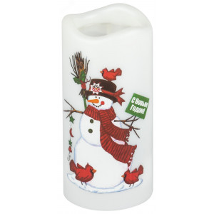 Светодиодный проектор EGNDS -SN светильник новогодний Свеча Снеговик теплый свет 4 LED 3*AAA 15 см Б0060552