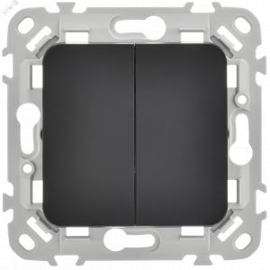 FLITE Выключатель 2-клавишный 10А ВС12-1-0-ФлЧ черный IEK FI-V20-0-10-1-K02