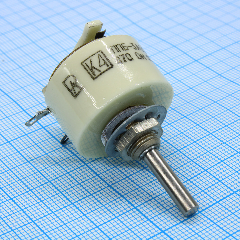 Изображение товара Резистор переменный проволочный ППБ-3А 470 Ом 3 Вт ±5% Россия