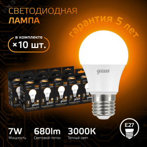 Лампа светодиодная Black 7Вт A60 грушевидная 3000К тепл. бел. E27 680лм 102502107