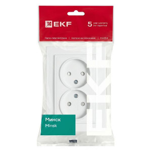 Розетка 2-м СП Минск 10А IP20 без заземл. защ. шторки бел. Basic ERR10-102-100