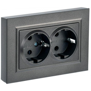 Розетка 2-м СП BRITE РС12-3-БрТБ 16А в сборе с заземл. без защ. шторок бронза BR-R21-16-K45-F