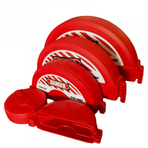 gwrF15A, Блокиратор вентилей и задвижек, пластик, диаметр маховика – 254-330 мм, диаметр отверстия для шпинделя – 105 мм, цвет – красный, 1 шт/упак