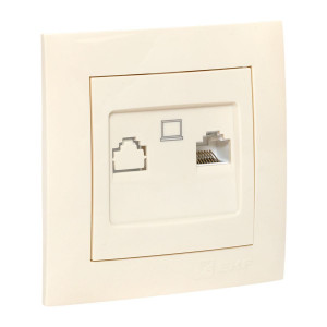 Валенсия розетка компьютерная RJ-45 1-местная кремовая EKF PROxima