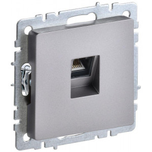 Розетка компьютерная СП RJ45 кат.5E BRITE РК10-БрС сталь IEK BR-K10-1-K46