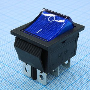 RWB-506 синий, Выключатель клавишный с подсветкой ON-ON (6c) 15А 250В
