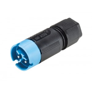 Разъем RST08i3/2S 21 ZR1SH BL, Вилочный разъем на кабель диам. 4-7 мм, IP68(69k), 2 полюса, с продольным уплотнением, цвет: синий, номинальные характеристики: 250V/400V 8A, серия gesis RST MICRO