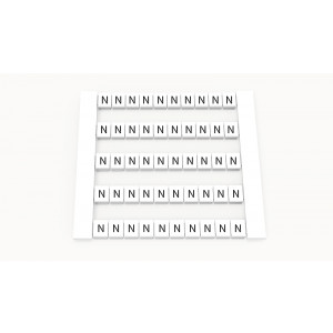 Маркировка (в кассетах) DEK5-50P-19-100Z(H), Кассета с маркировочными шильдиками, для клемм сечением 2,5 мм.кв., боковая, 50 шильдиков, нанесенные символы: N, с вертикальным расположением, размер шильдика: 4,8 x 5,5 мм, цвет: белый