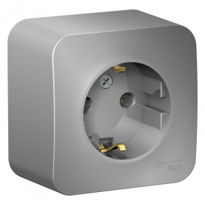 Розетка 1-м ОП Blanca 16А IP20 250В с заземл. без защ. шторок с изолир. пластиной алюм. SE BLNRA010113