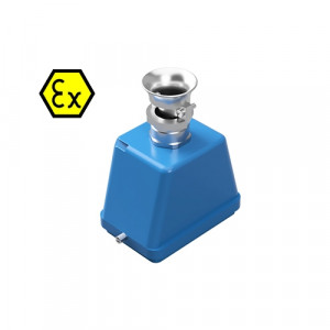 Крышка разъема Ex EX GOT GI48 M32 09IA Z3, Крышка разъема на кабель, типоразмер 48B, взрывозащита, без уплотнителя, 1 кабельный ввод M32x1,5, с разгрузкой на изгиб, IP54, с верхним расположением, без защелки (упоры под одну защелку), материал корпуса: цинковый сплав