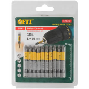 Биты кованые сталь S2 односторонние 50 мм PH2 Профи 10 шт блистер 57525
