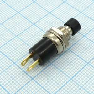 DS PBS-10 Ф черн кругл, кнопка c фиксацией