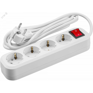 Удлинитель бытовой OPE-S-04-200-ESC-3x1 с заземлением с выключателем 4 розетки 2м ПВС 3х1 3500Вт 36656