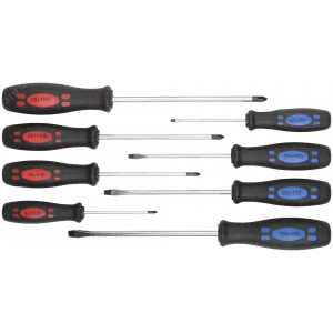 Отвертки ""Стандарт"", CrV сталь, магнитный наконечник, двухцветная прорезиненная ручка, набор 8 шт 56020