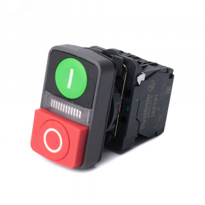 Кнопка двойн SB5 в сборе модуль 22мм зI+сиг ламп+кр выстО пластик 230ВАС 1НО+1НЗ SB5AW73731M5