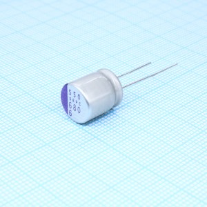 6SEPC680M, Конденсатор алюминиевый полимерный 680мкФ 6.3В ±20% (10х13мм) шаг радиальных выводов 5мм 0.007Ом 6640мА 5000час 105°С россыпь