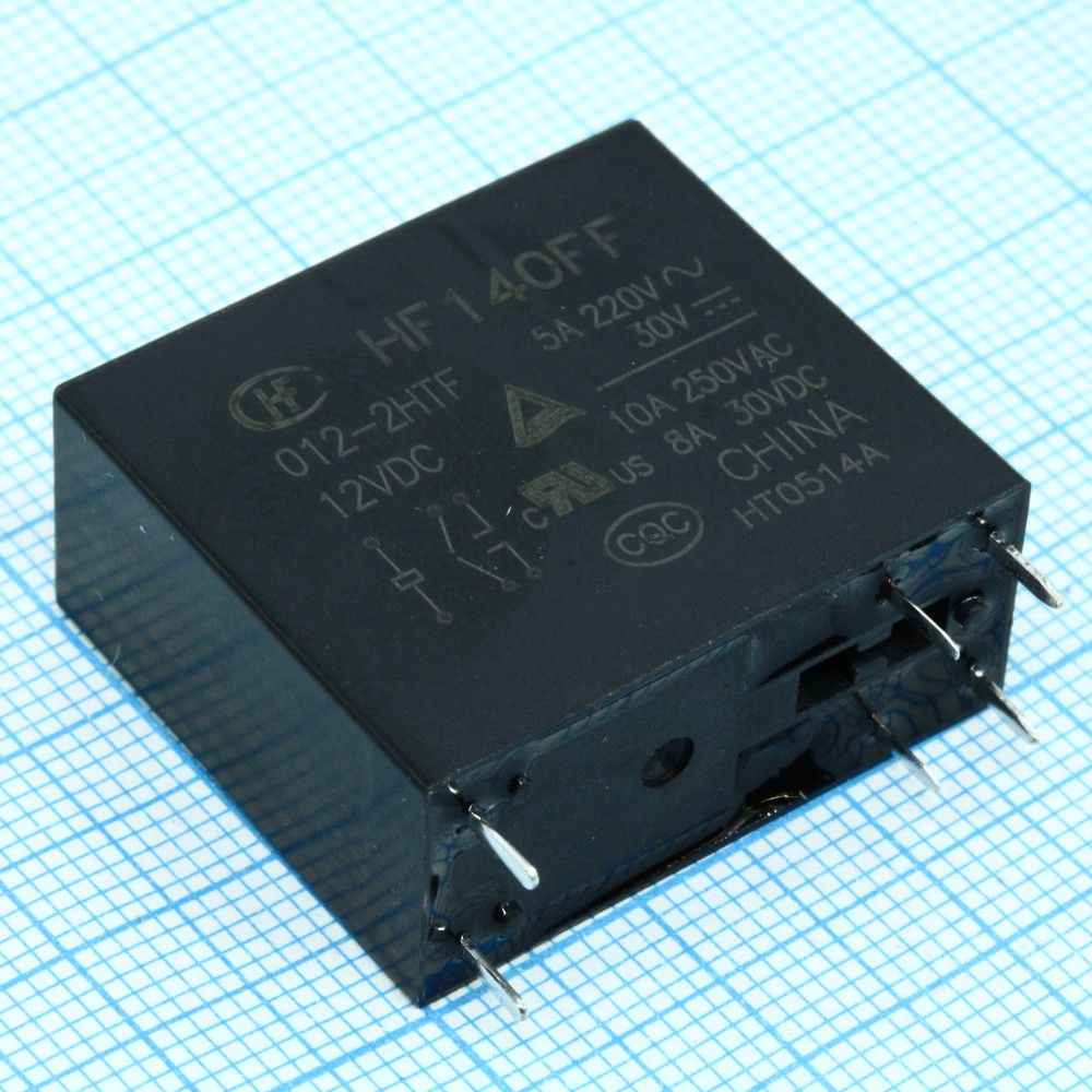Изображение товара Реле силовое HF140FF 012 2HTF HONGFA 12В 10А DPST-NO