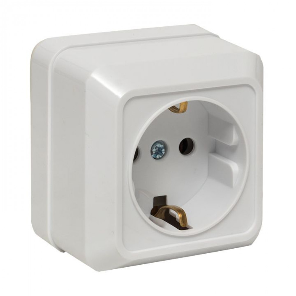 Изображение товара Розетка силовая одноместная с заземлением белая EKF Rим ENR16-028-10