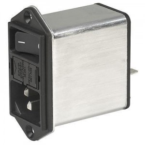 3-102-857, Модули подачи электропитания переменного тока DD12 IEC Appliance Inlet C14 with Filter, 6 A, Standard Version, Screw-on mounting horizontal, Line Switch 2-pole, non-illuminated, Black