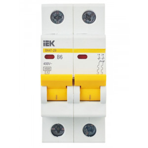 Выключатель автоматический модульный 2п B 6А 4.5кА ВА47-29 KARAT IEK MVA20-2-006-B