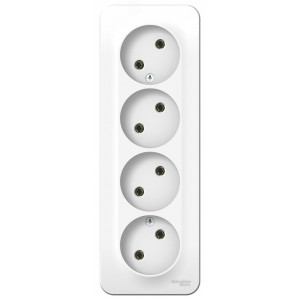 Розетка 4-м ОП Blanca 16А IP20 250В без заземл. без защ. шторок с изолир. пластиной бел. SE BLNRA000411