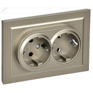 Розетка 2-м СП BRITE РС12-3-БрШ 16А в сборе с заземл. без защ. шторок шампань BR-R21-16-K37-F