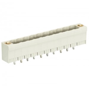 Вилка Wiecon 8113 S / 10 GF OB, Вилочный разъем, вертикальный, на плату, шаг: 5.0 мм, 10 полюсов, фиксация на плате пайкой, исполнение: без маркировки, с монтажными фланцами, 300V, 12А, цвет: серый