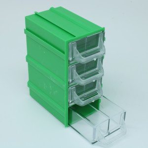 Бокс для р/дет К- 5-В1 прозр/зеленый, Пластиковый контейнер для хранения крепежа, радиоэлектронных комплектующих, любых небольших деталей